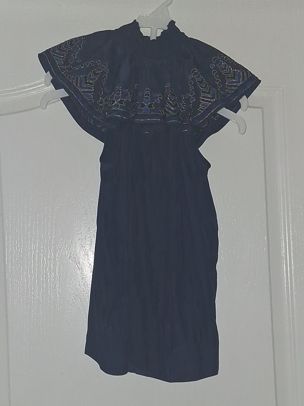 Ramy Brook Navy Embroidered Ruffle-Yoke - Picture 3 of 7